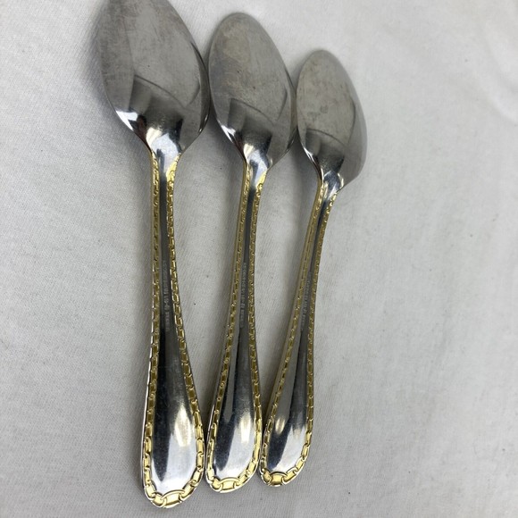 3 Retroneu GOLD ACCENT Chain 6”Spoons 18/8 Korea Stainless Flatware-GreatQuality - Picture 8 of 11